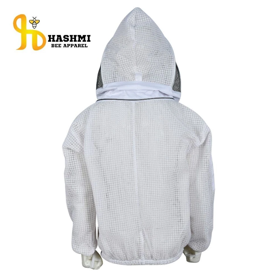 Chaqueta de abeja protegida contra picaduras 3 capas velo de esgrima chaqueta de apicultor blanca Foto 4 de 4