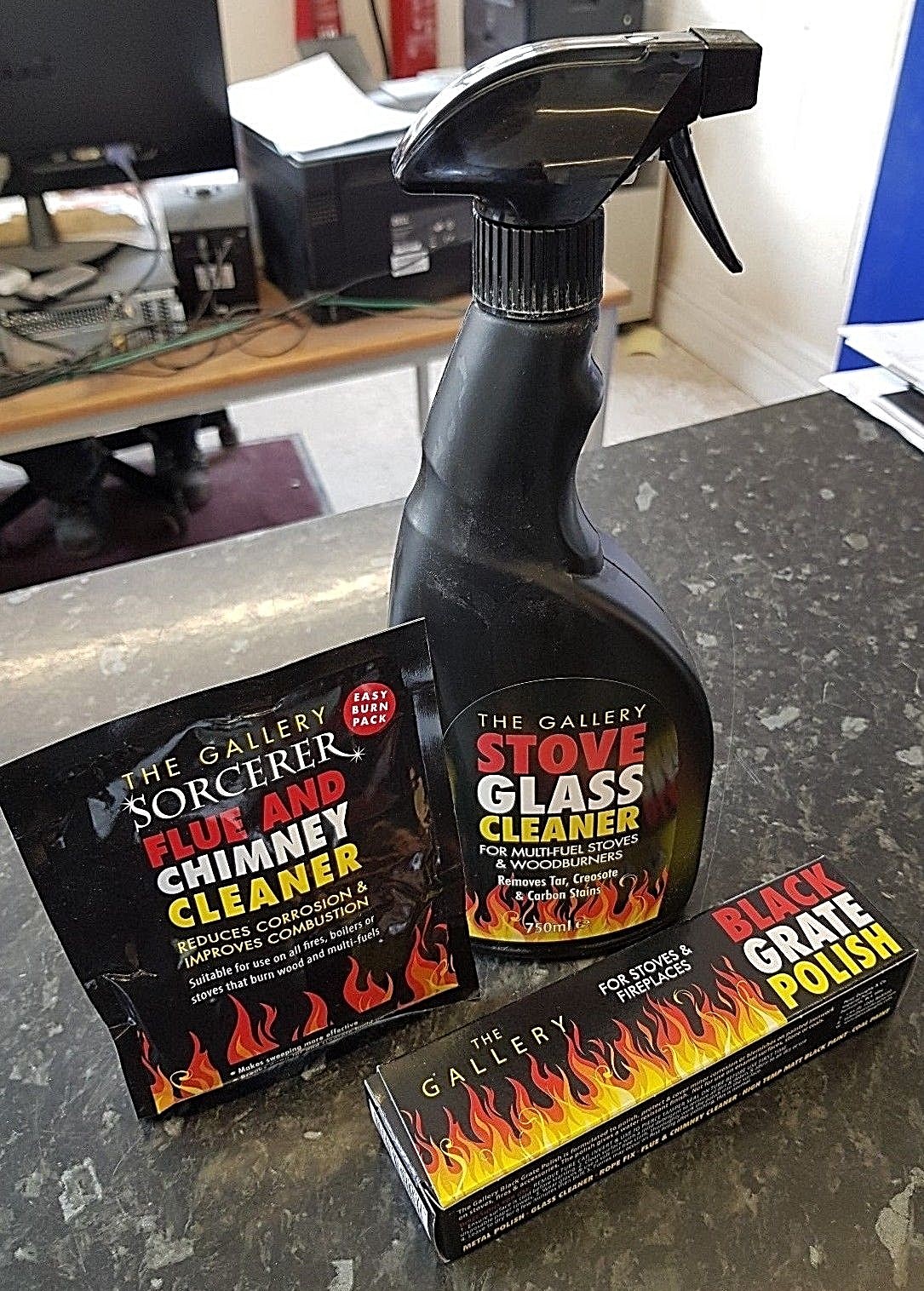 Stove Care Kit 750ml Glass Cleaner; Black Polish; Flue & Chimney