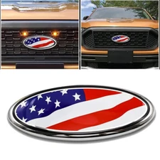 9" For Ford F150 Accessories FRONT GRILL Tailgate US Flag Oval Emblem Badge Red