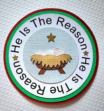 Baby Jesus Circle Tag. Scrapbook, Card Making Paper Piecing