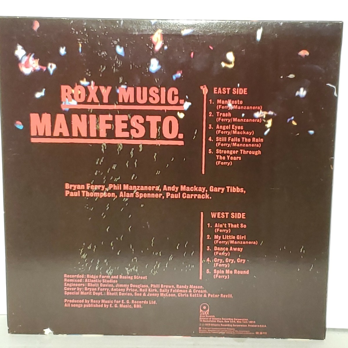 ROXY MUSIC Manifesto LP VG+ Vinyl Plays Well 979 Atco SD38114
