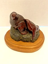 Sea Lion Seal Boma Canada Sculpture Figurine Mom and Baby on Rock