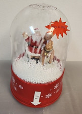 Air Blowing Muiscal snow Globe Santa Reindeer 12 Songs Lighted Plastic 7"