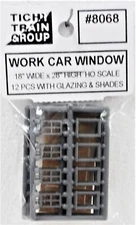HO Scale Tichy Train Group 8068 Work Car Windows pkg (12) 