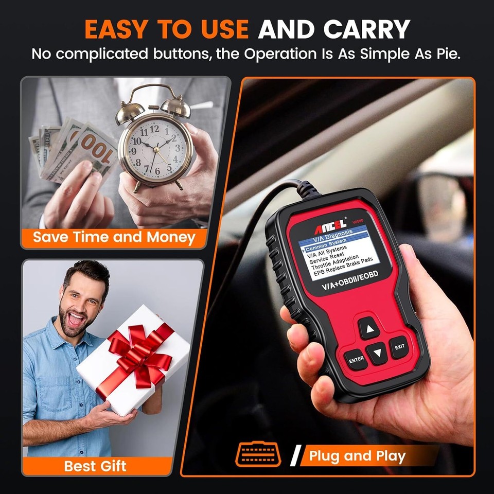 ANCEL Automotive Professional ABS SRS Scanner Car Code Reader Engine ...