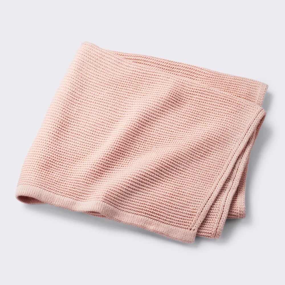 Soft Pink Cloud Island Knit Baby Blanket