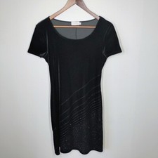 Vintage CDC Petites Velvet Mini Dress Womens 6 Black Glitter Whimsigoth Hoco Y2K