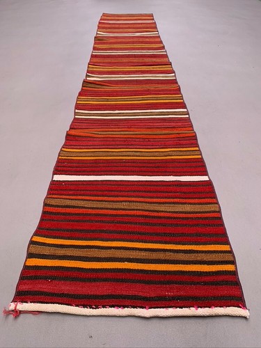 Old Turkish narrow Kilim Runner 324x57 cm shabby chic, vintage kelim