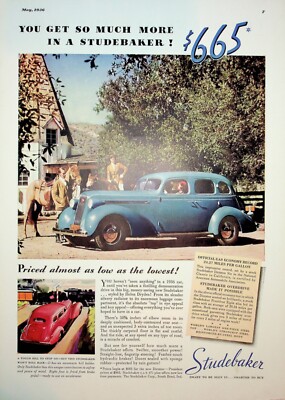Original 1936 Studebaker Presents ''you get so much more'' Paper Ad