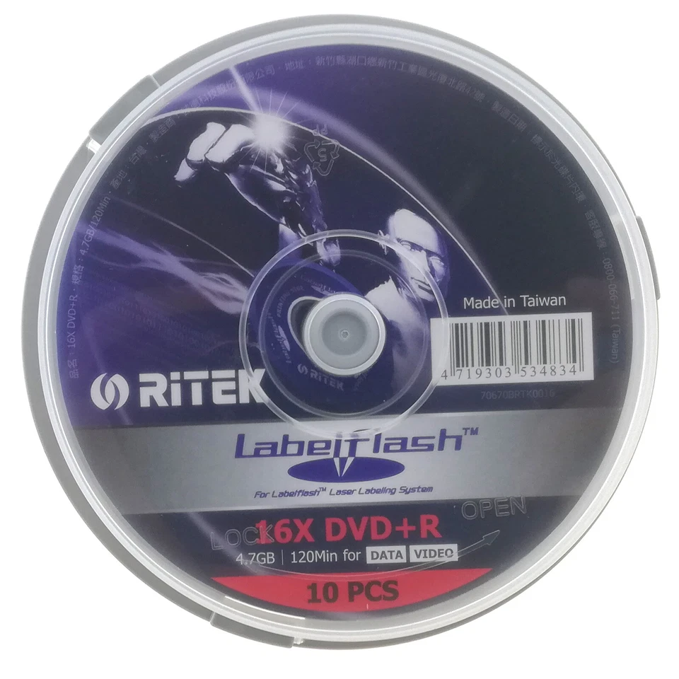 10 Pack Labelflash DVD+R Blank Disc 4.7GB 120min Media Design Storage Spindle - Image 4 of 4