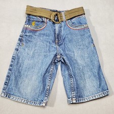 Rocawear Jean Shorts Youth Size 10 Blue Denim Embroidered Pockets 90s Hip Hop