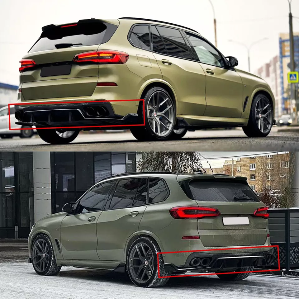 Kit difusor de parachoques trasero estilo GT negro brillante para BMW X5 G05 M Sport 2019-2025 Foto 4 de 4