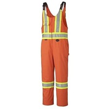Pioneer V2560351-4XL Reflective Overall Bib Work Pants, Orange, Size 4XL
