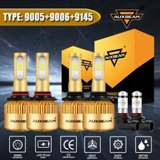 AUXBEAM LED Headlight Fog Bulb Kit For Chevy Silverado GMC Sierra 1500 2003-2006