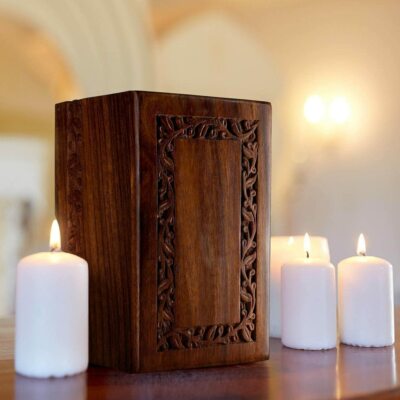 Border Engraved Rosewood Cremation Urns for Human Ashes Adult Male Female