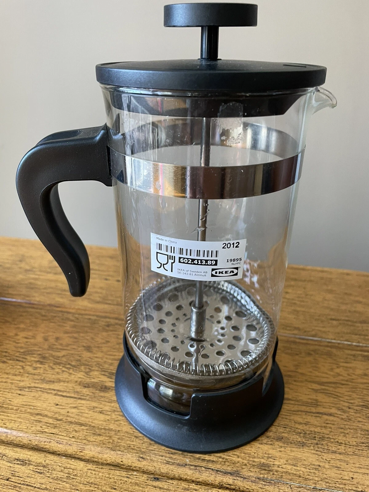 Ikea UPPHETTA 8.5” French Press Coffee Tea Maker Stainless Steel Glass