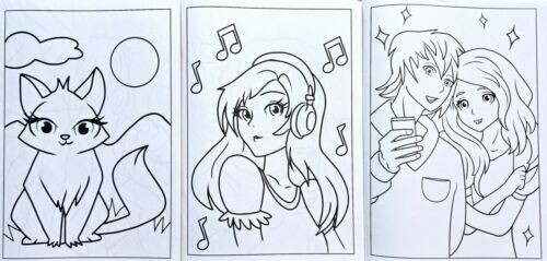 Anime Coloring Books - Set of 3 - 24 Tear & Share Pages - Picture 2 of 5