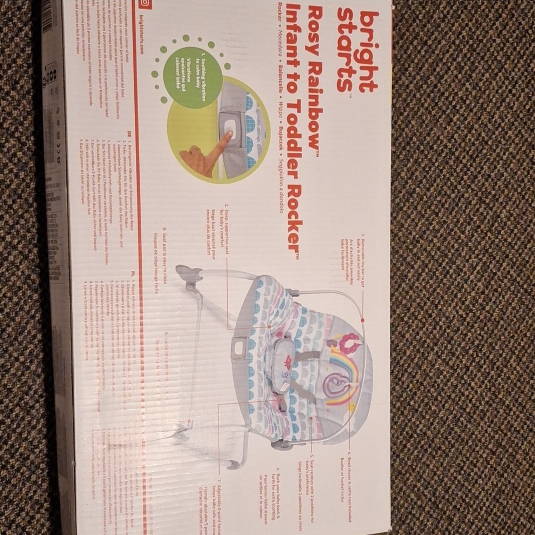 Bright Starts Rosy Rainbow Sedia Dondolo 2 In 1 - Vibrazioni Rilassanti, 2 Posizioni, Fino A 36 Mesi