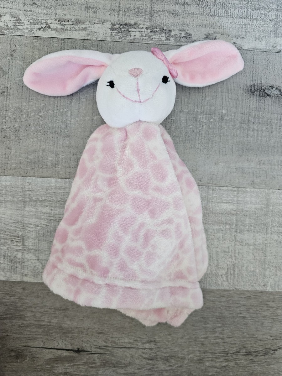 Hudson Baby Pink White Bunny Security Blanket Lovey HB Soft Fleece Floral
