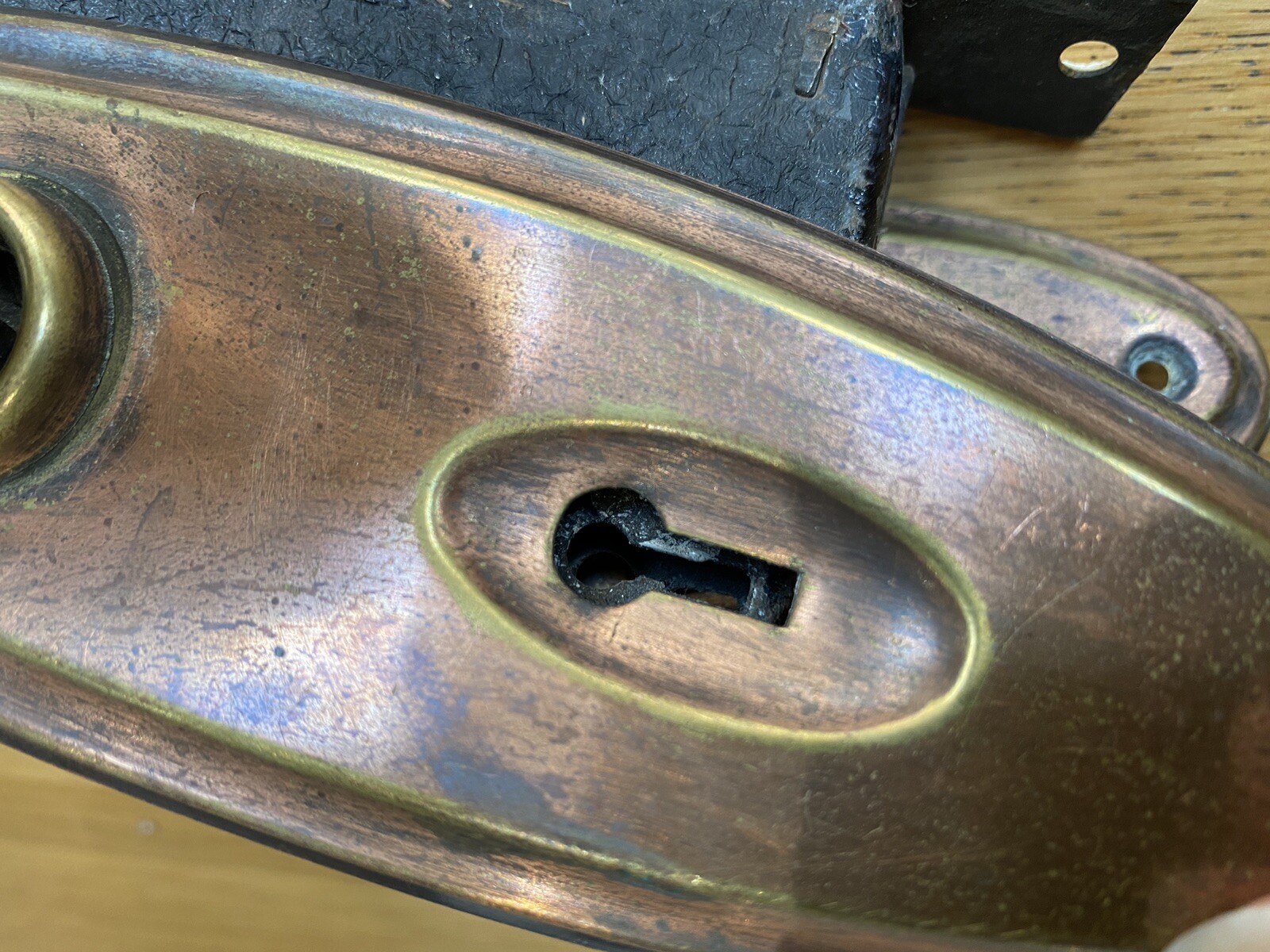 Pair of Antique Interior Door Handles Believed to be Brass & Copper Est