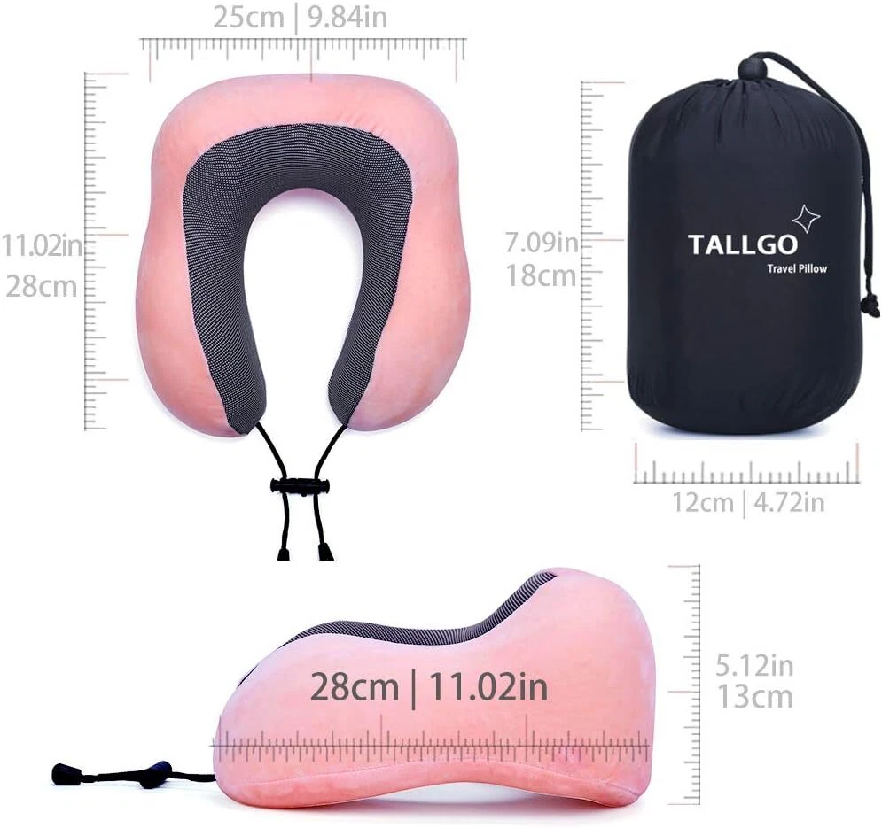 Travel Pillow, Best Memory Foam Neck Pillow Head Support Soft for Pink