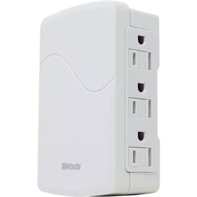 Side Entry Polarized 6-Outlet Wall Tap - White