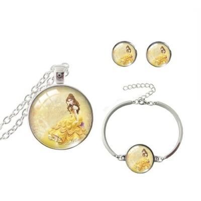 Yellow Belle Jewelry "Beauty The Beast" Handmade Jewelry Set With Belle In Yellow Dress Yellow Belle Jewelry "Beauty The Beast" Handmade Jewelry Set With Belle In Yellow Dress