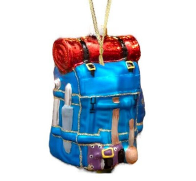 Backpack Glass Ornament - REI Camping Hiking Forest Woods Mountain Hunting Tent
