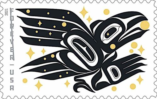 USA 20 RAVEN STORY Briefmarken: Pacific Northwest Native American Indigenous Tlingit - Bild 2 von 2