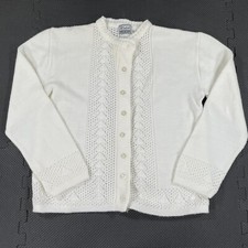 Vintage 70s Wintuk Cardigan Sweater Small Womens Off White Acrylic Made in USA
