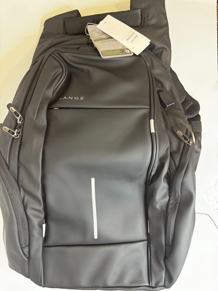 BANGE Lightweight Business Backpack - Holds 15.6 Inch Laptop, Water-Resistant, USB Port, Black