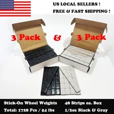 1728 Pcs 1/2oz Black & Gray Stick On Wheel Balance Weights Adhesive Tape 54 Lbs