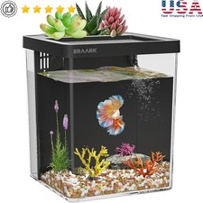 Smart Aquarium Self Cleaning Fish Tank W/ LED Light Filter Indoor Decor New