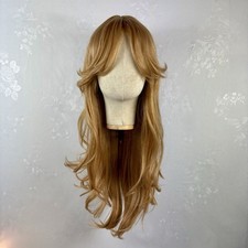 Daily WIG Long Wavy Light Ginger hair with BANGS Human Hair Blend