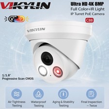 Vikylin 4K 8MP POE IP Camera Dual Light Full Color  IR Light w/MIC Onvif Wired