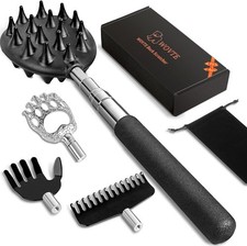 Telescoping Back Scratcher with 4Pcs Detachable Heads,Fathers Day Dad Gifts from