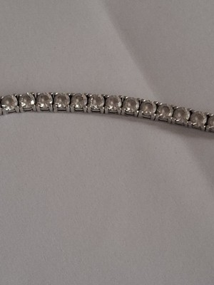 Damen Tennis Armband Silber Weiß Rechteck Diamant Sterlingsilber