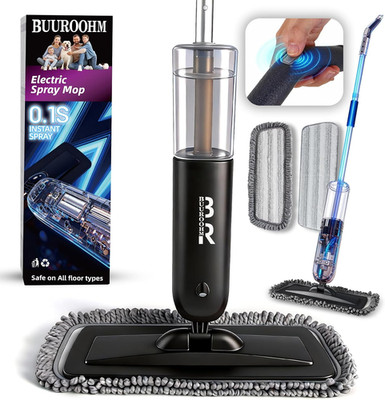 Electric Spray Mop Floor Cleaner with 2 Mopping Pads 720Ml Bottle & Scraper 360°