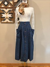 Vintage Ralph Lauren Country 90s Button-Front Cotton Prairie Maxi Skirt size 8