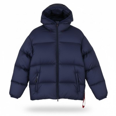 AFTER LABEL Quebec Herren Jacke XL blau Daunen gesteppt Kapuze Puffer UVP500*