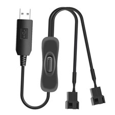 DC 12V Voltage Step-Up USB to Dual 3  4-Pin PC Fan Sleeved Power Adapter