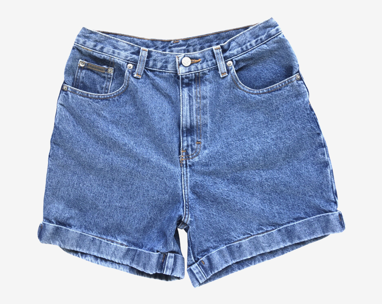 VTG Y2K CK JEANS CALVIN KLEIN Stonewashed Denim Cuffed Shorts HIGH-RISE Baggy 10 thumbnail 2