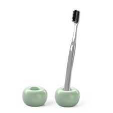 FORHEREVER 2Pcs Ceramic Toothbrush Holders for Bathrooms Countertop Green