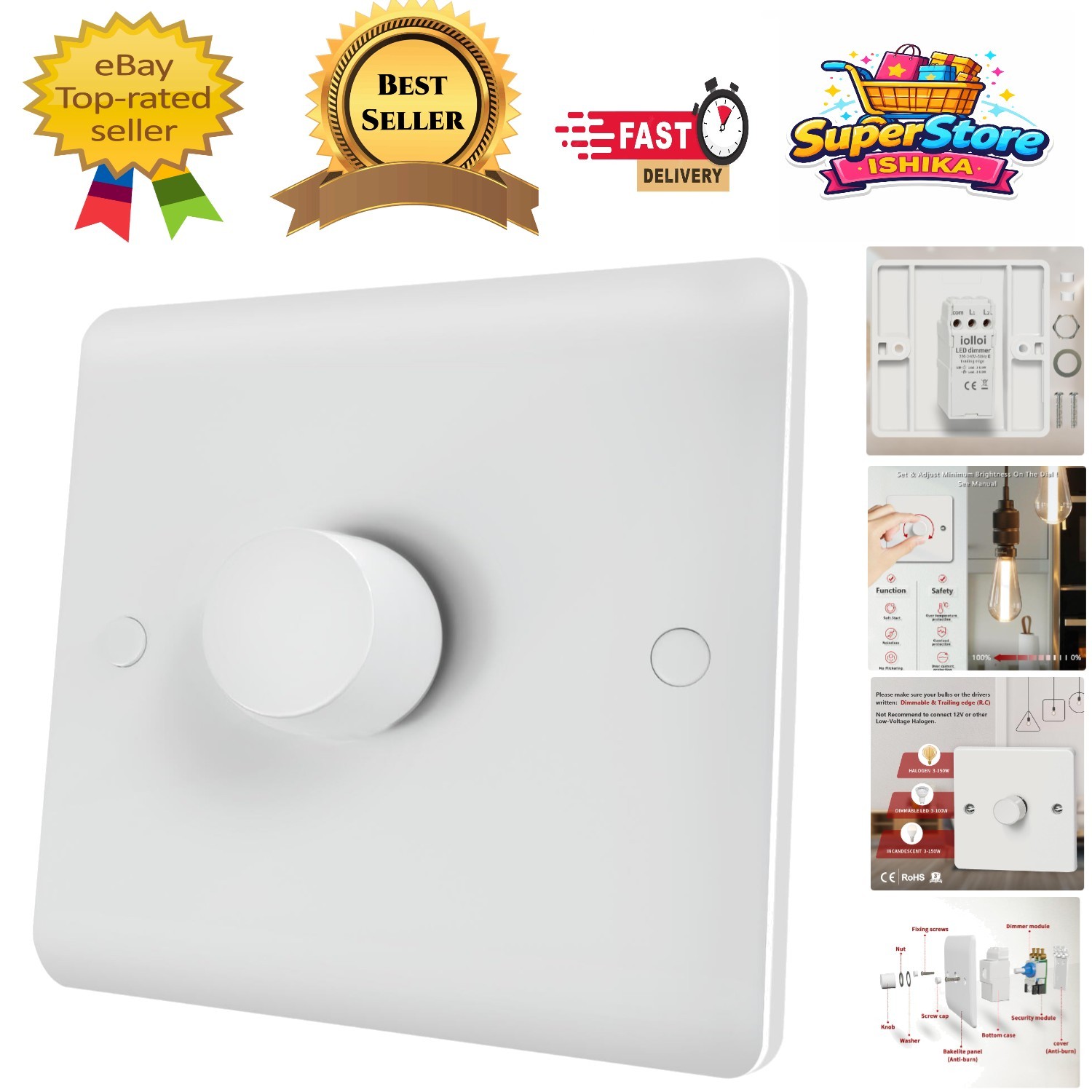 Soft Start LED Dimmer Switch - 2-Way Control for Home Lighting Flexibility