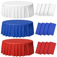 12 Pack 4th of July Plastic Tablecloth, Red White and Blue Patriotic Disposab...