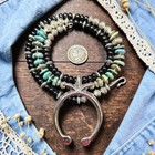 21" Sterling NAVAJO Pearls Kingman Turquoise Squash Blossom Silver Naja Necklace — photo 2