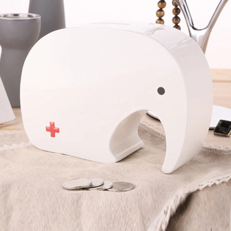 Lindo banco de monedas de metal con forma de elefante con rojo para niños animales cruzados ahorro de dinero Foto 3 de 4