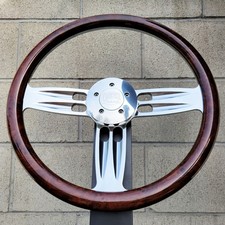 18 Inch Billet Big Rig Steering Wheel Double Barrel Burlwood Wrap Horn