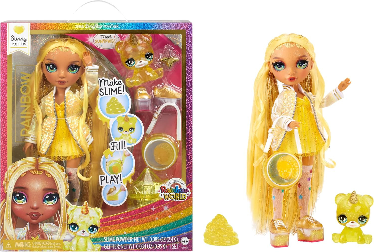 Rainbow High Sunny, Yellow with Slime Kit & Pet, Blonde 11