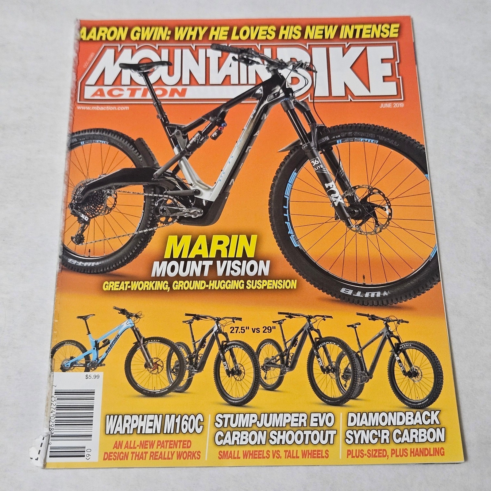 Mountain Bike Action June 2019 Marin Mount Vision Aaron Gwin Warphen M160C